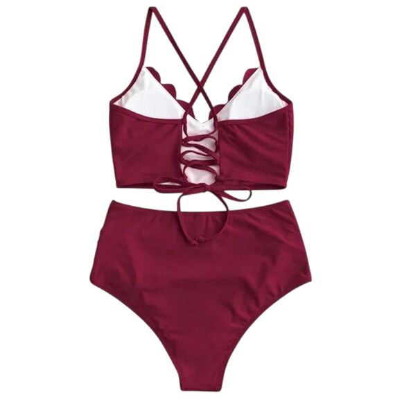 Zaful Crisscross Ruched Scalloped Bikini Medium - Picture 5 of 10